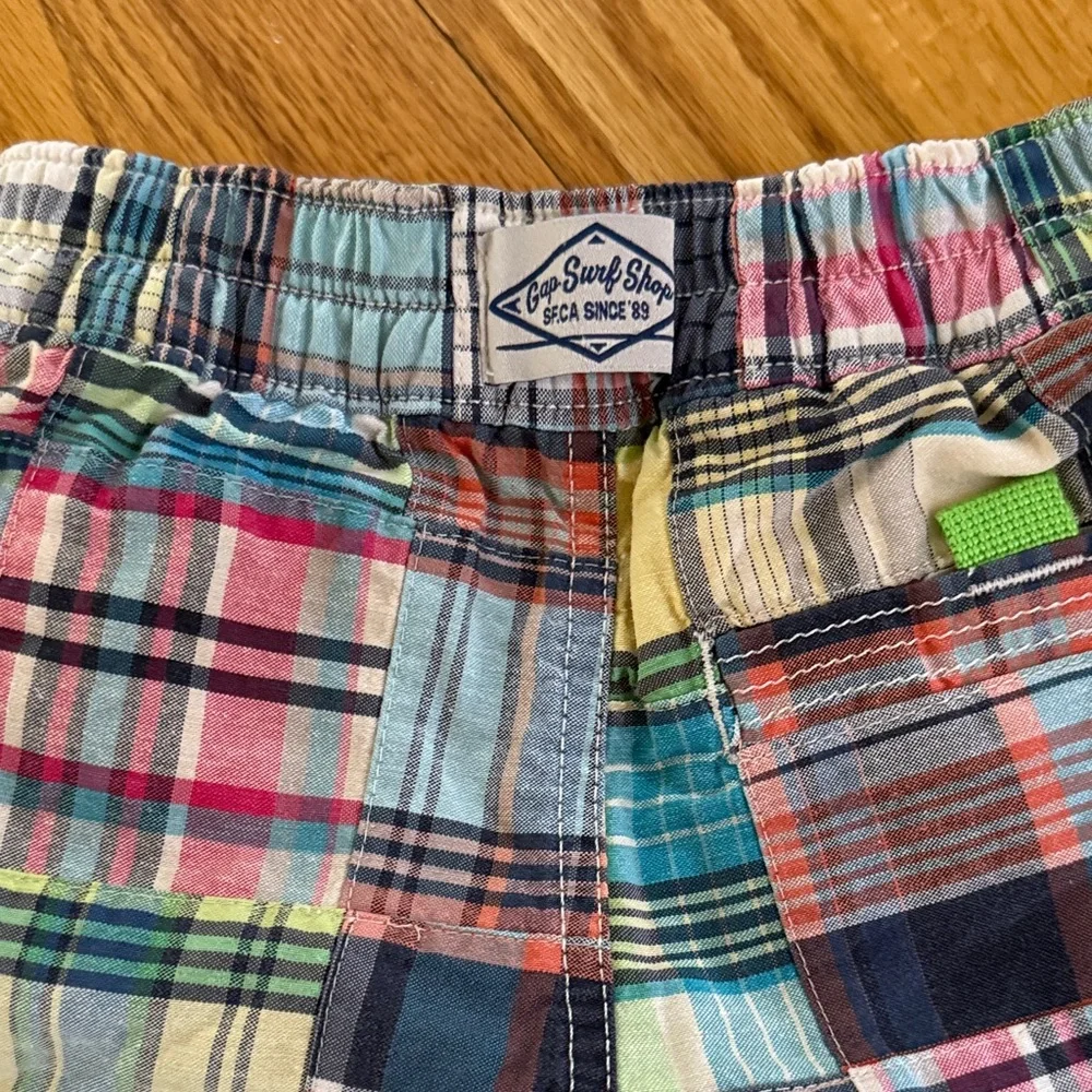 Gap Kids Madras Patchwork Swim Trunks Boys 4 Lined Board Shorts Beach